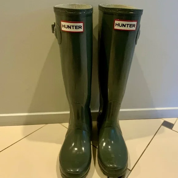 Hunter Original Tall Rainboots. Shiny grey color - Picture 3 of 6